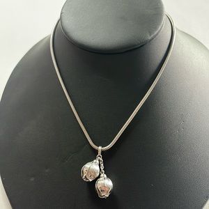 Vintage Silver Tone Floral Dangle Charms Necklace